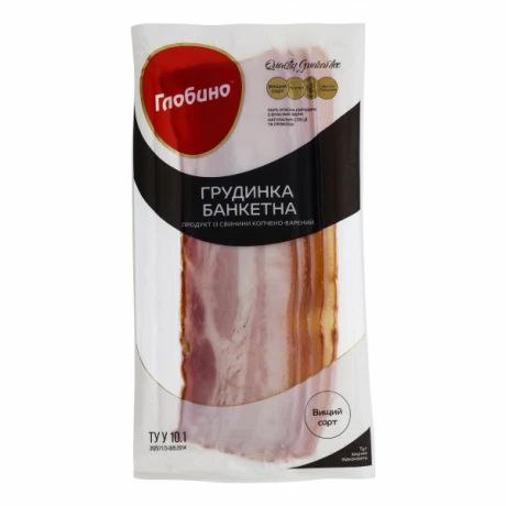 Продукт із свинини Глобино к/в Грудинка Банкетна в/с в/п нарізаний 120г